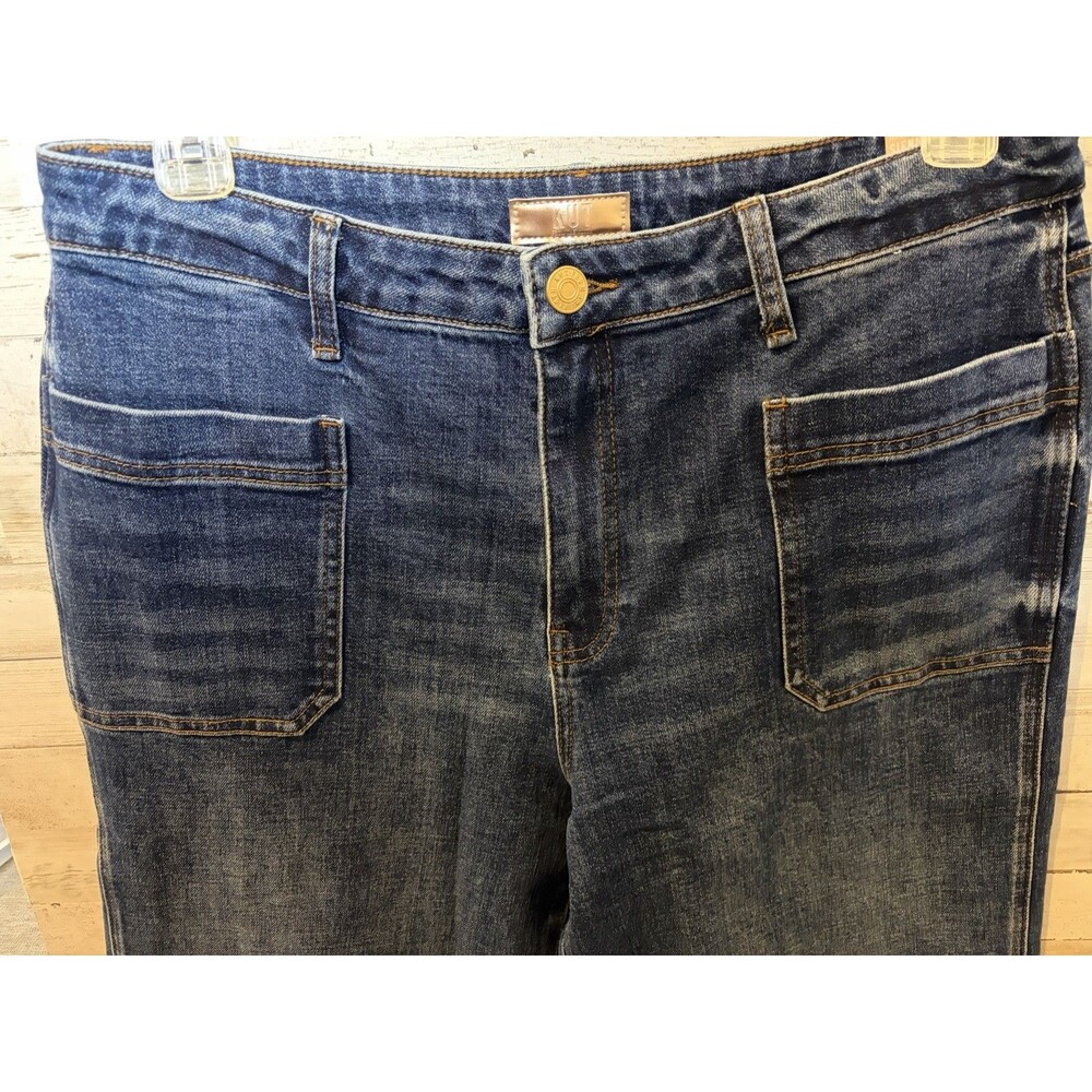 KUT from the Kloth Wide-Leg Jeans Sz 10 Mid Rise Cuffed #festival #rodeo - Picture 3 of 7